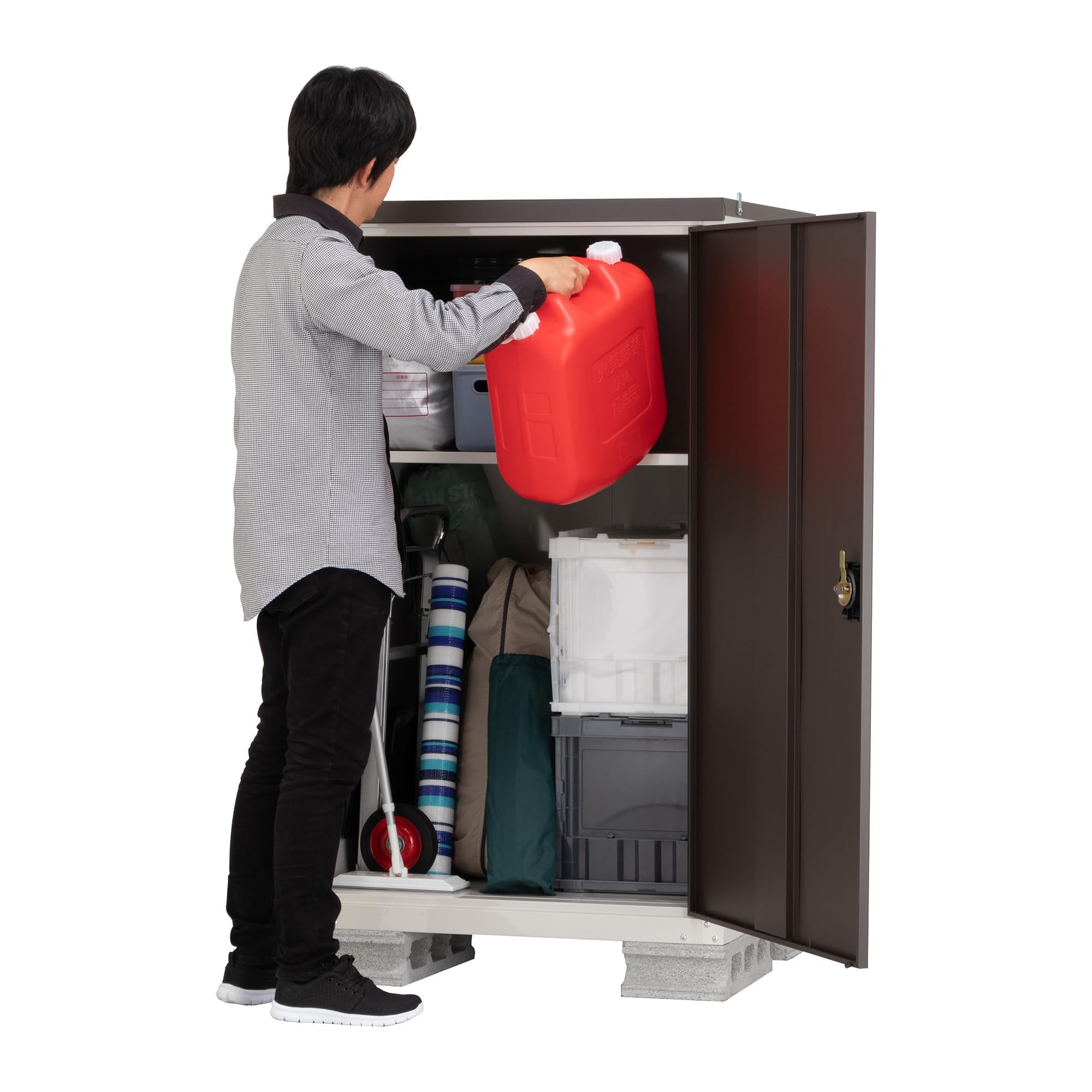 Amazon | 物置 収納庫 屋外 大型【日本製】タイヤ4本まで収納可能 棚板